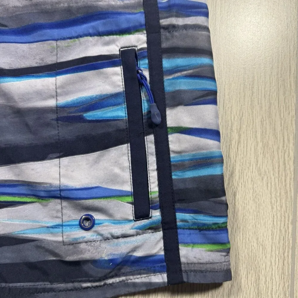 Nike Lined Board Shorts Swim Trunks Mens S Blue Purple Tiger Stripe Pattern Surf